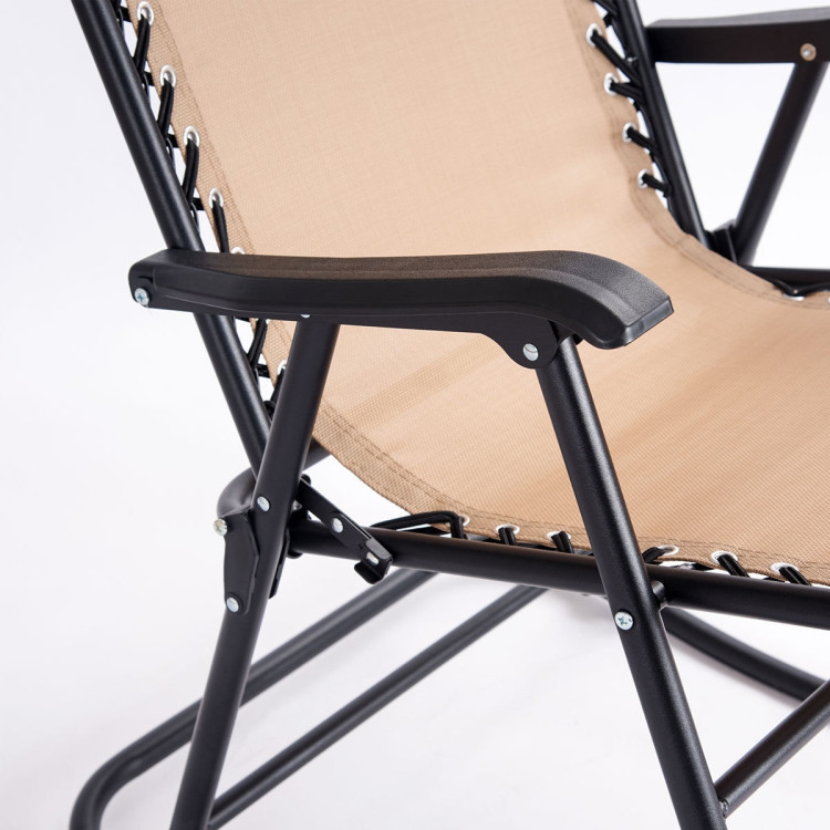Outdoor Patio Headrest Folding Zero Gravity Rocking Chair-BeigeCostway Gallery View 8 of 10