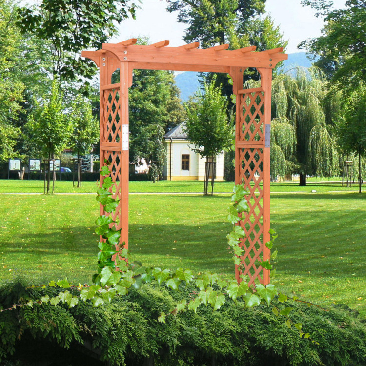 7 Feet Garden Wooden High Arbor Arch Plant PergolaCostway Gallery View 2 of 8
