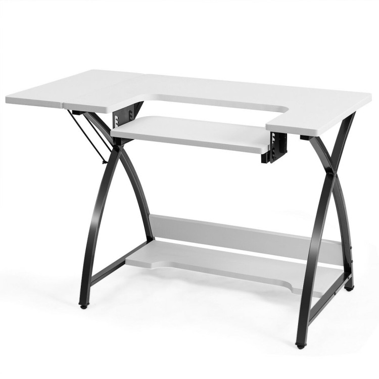 Sewing Craft Table Computer Desk with Adjustable PlatformCostway Gallery View 3 of 11