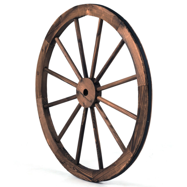 Set of 2 30-inch Decorative Vintage Wood Wagon WheelCostway Gallery View 10 of 12
