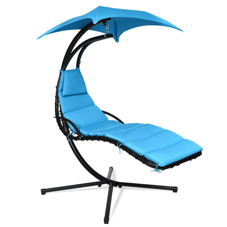 Hanging Stand Chaise Lounger Swing Chair with Pillow-BlueCostway Gallery View 1 of 12