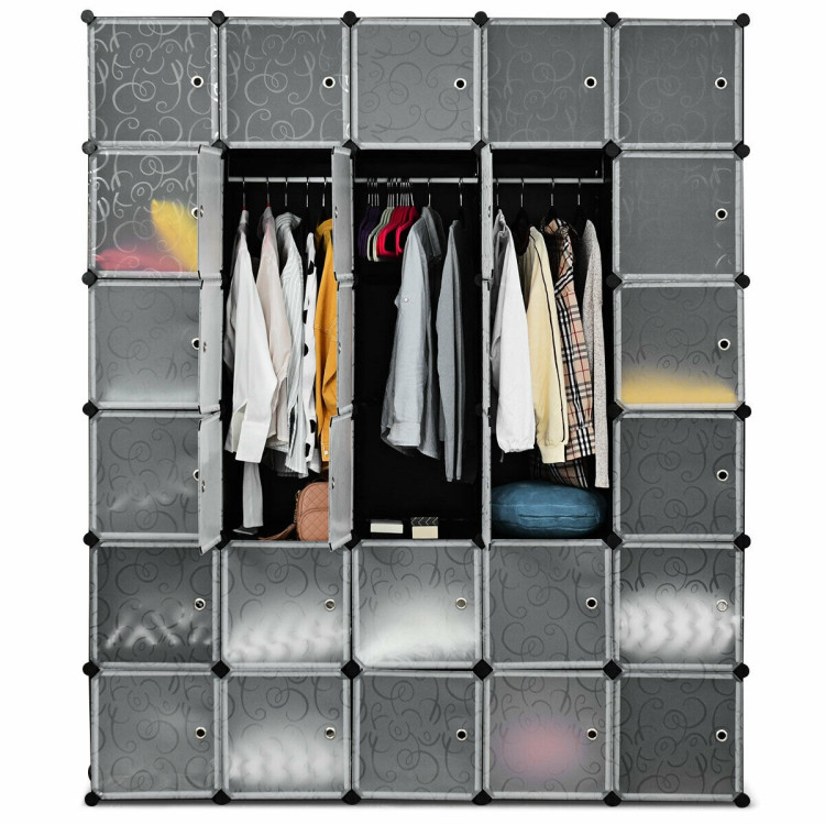 Armoire Penderie 8 Cubes Armoire DIY 69 x 50 x 136 cm (L x l x H) et Porte  Étagères de Rangement Mobile Modulaire Plastique - Costway
