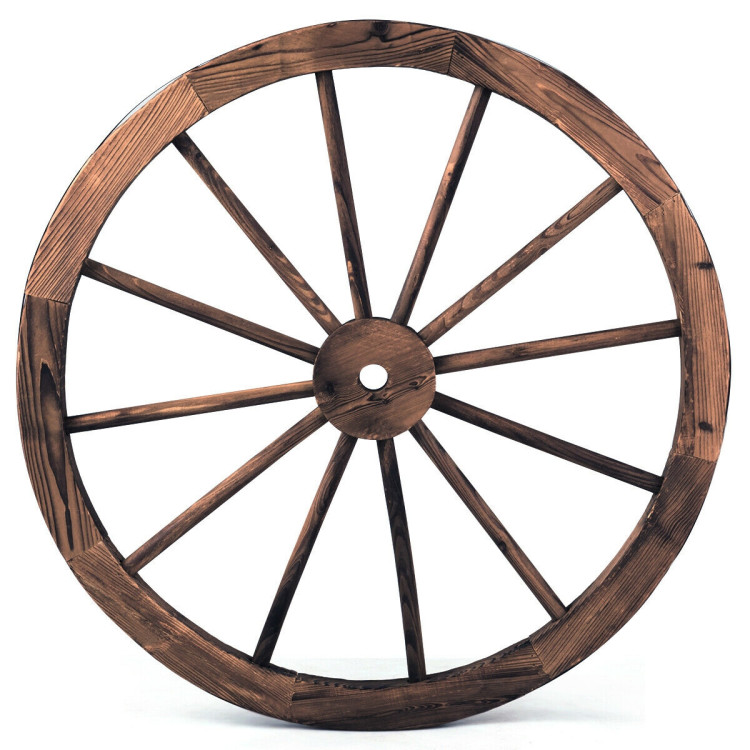 Set of 2 30-inch Decorative Vintage Wood Wagon WheelCostway Gallery View 12 of 12
