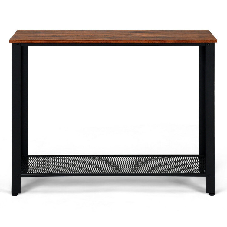 Metal Frame Wood  Console Sofa Table with Storage Shelf-BlackCostway Gallery View 11 of 12