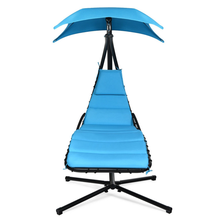 Hanging Stand Chaise Lounger Swing Chair with Pillow-BlueCostway Gallery View 9 of 12