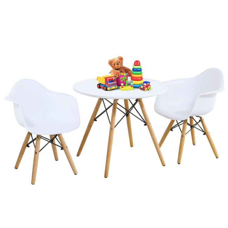 3 Pieces Kid's Modern Round Table Chair SetCostway Gallery View 8 of 11