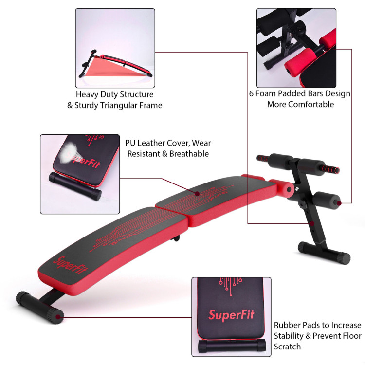 Abdominal Twister Trainer with Adjustable Height Exercise Bench-RedCostway Gallery View 10 of 11