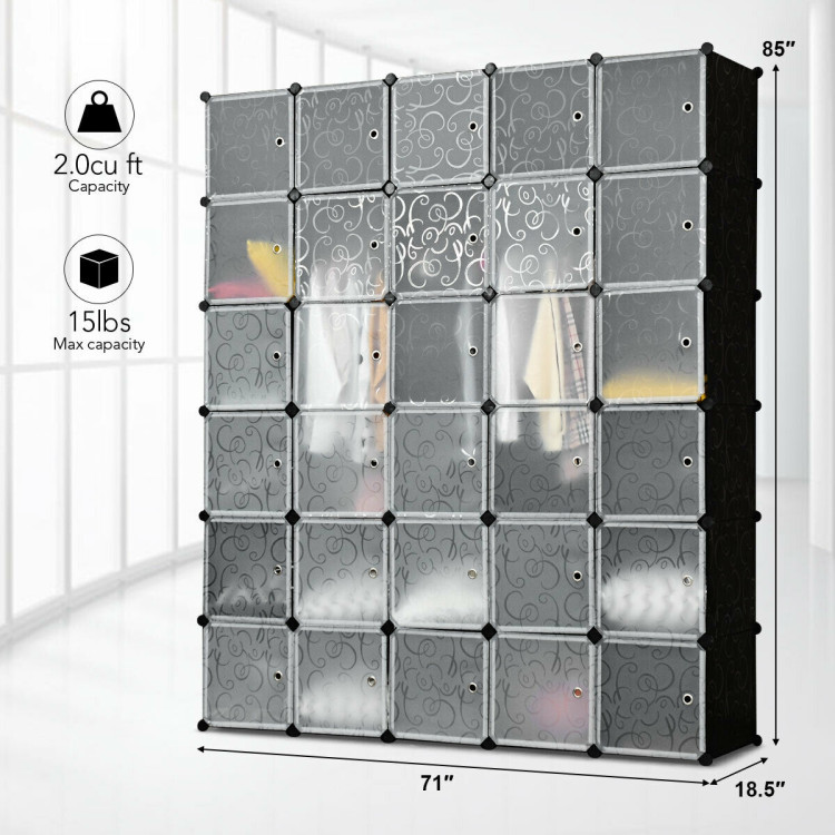 Costway Diy 24 Cube Portable Clothes Wardrobe Cabinet Closet Storage  Organizer W/doors : Target