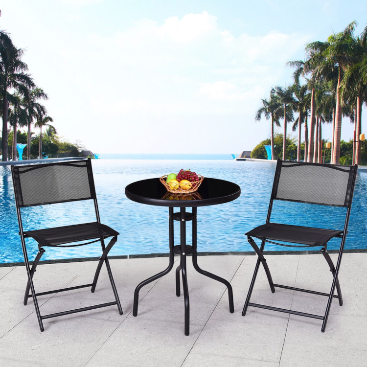 3 Pieces Folding Bistro Table Chairs Set for Indoor and OutdoorCostway Gallery View 2 of 9