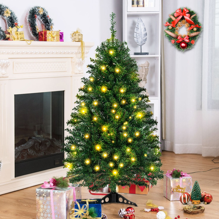 4 Feet Tabletop Artificial Christmas Tree with LED LightsCostway Gallery View 2 of 10