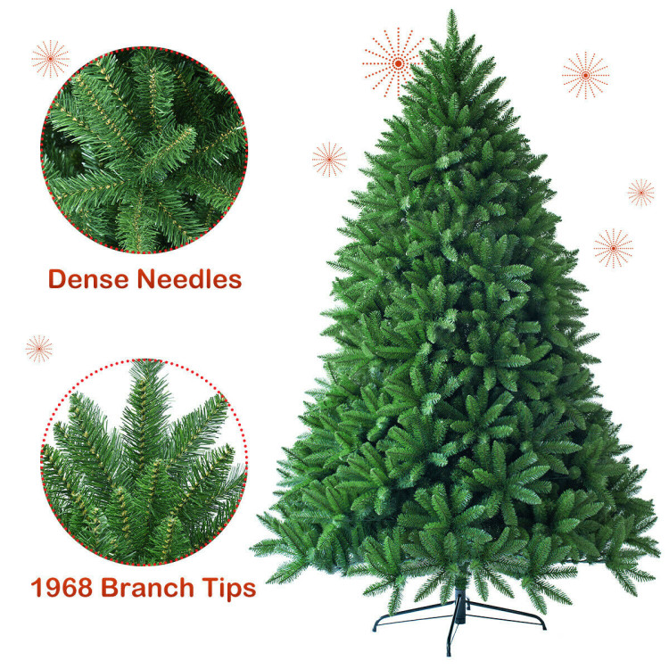 7.5 Feet Unlit Artificial Christmas Tree with 1968 Branch TipsCostway Gallery View 9 of 12