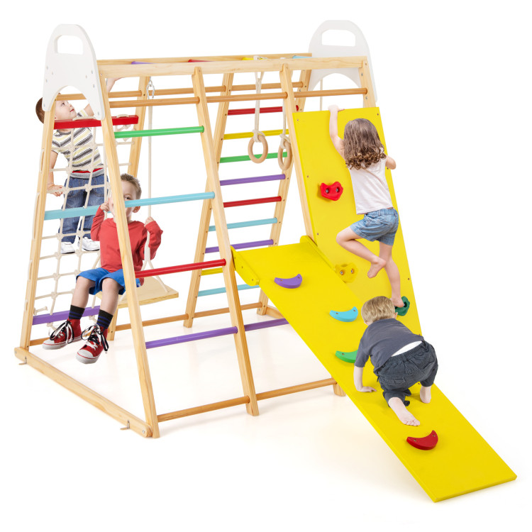 8-in-1 Wooden Jungle Gym Playset with Slide and Monkey Bars - Gallery View 1 of 10