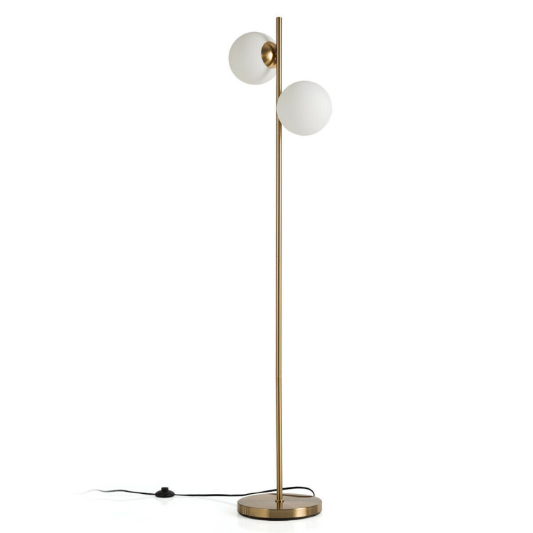 65 Inch LED Floor Lamp with 2 Light Bulbs and Foot Switch-GoldenCostway Gallery View 8 of 10