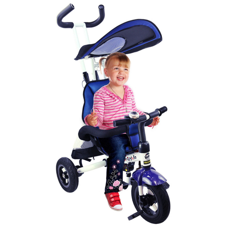 4-in-1 Detachable Learning Baby Tricycle Stroller w/ Canopy Bag-PinkCostway Gallery View 13 of 17