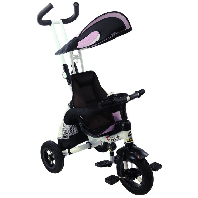 4-in-1 Detachable Learning Baby Tricycle Stroller w/ Canopy Bag-PinkCostway Gallery View 1 of 17