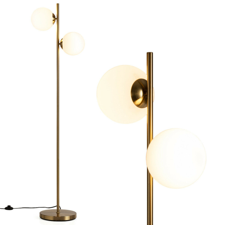 65 Inch LED Floor Lamp with 2 Light Bulbs and Foot Switch-GoldenCostway Gallery View 4 of 10