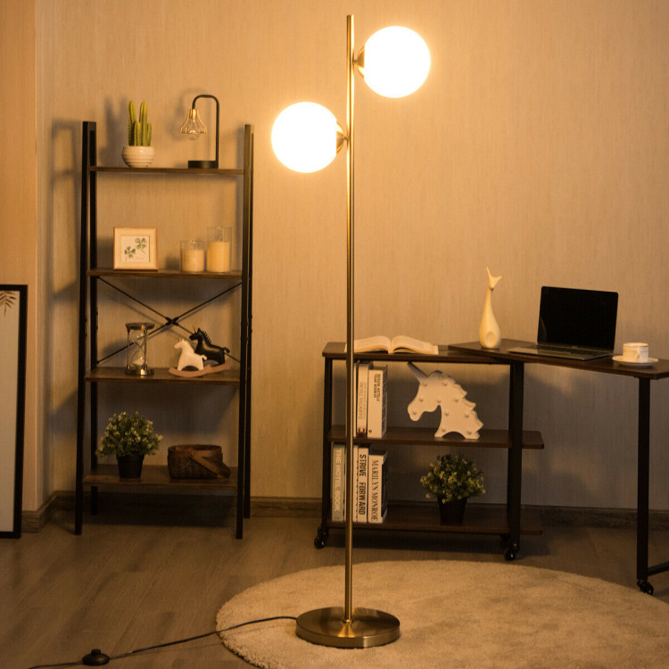 65 Inch LED Floor Lamp with 2 Light Bulbs and Foot Switch-GoldenCostway Gallery View 7 of 10