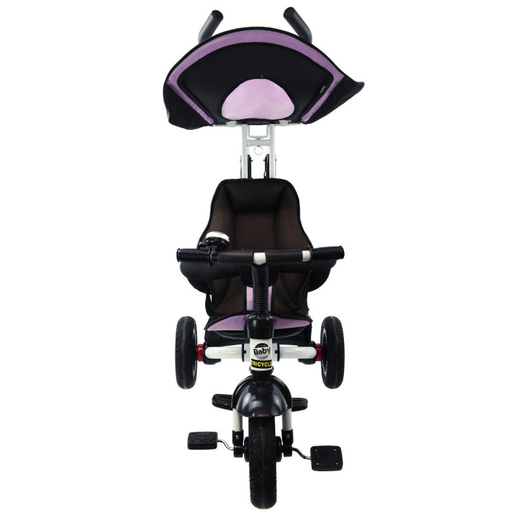4-in-1 Detachable Learning Baby Tricycle Stroller w/ Canopy Bag-PinkCostway Gallery View 3 of 17