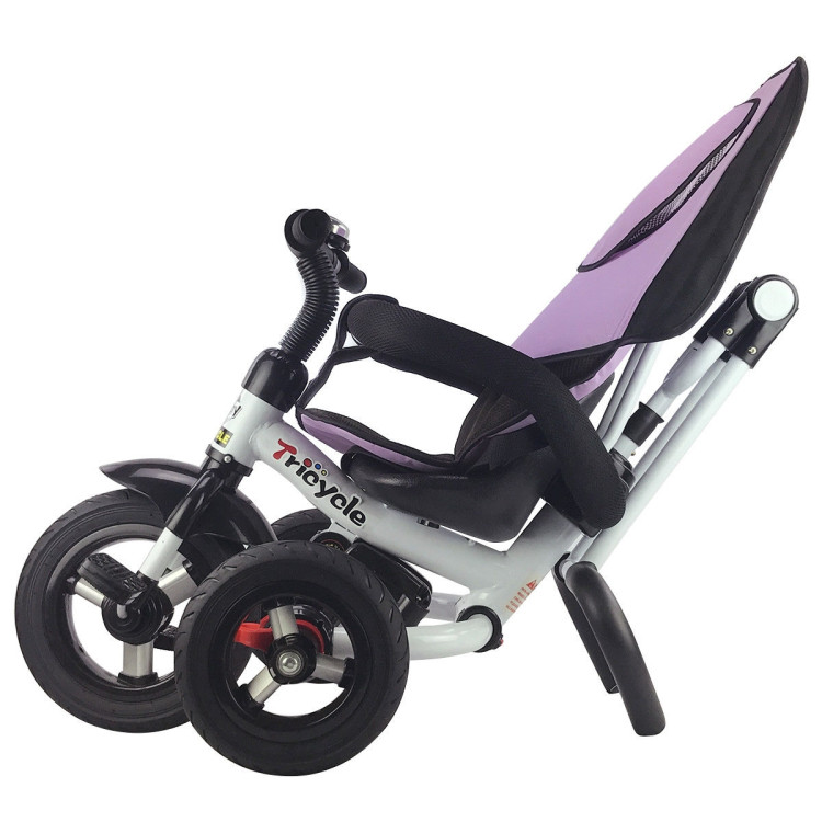 4-in-1 Detachable Learning Baby Tricycle Stroller w/ Canopy Bag-PinkCostway Gallery View 4 of 17
