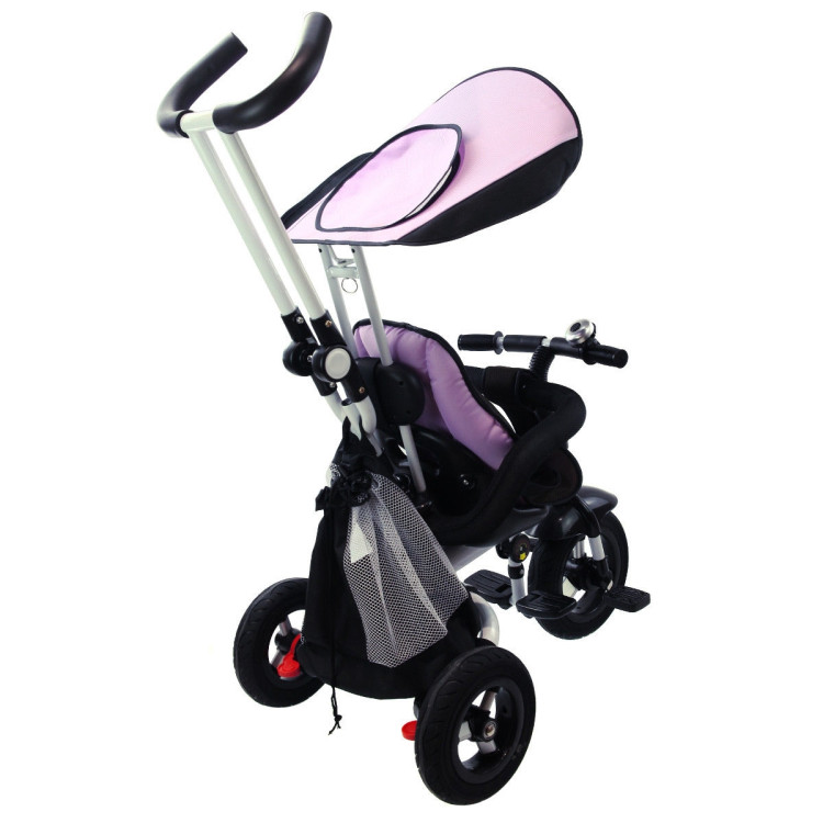 4-in-1 Detachable Learning Baby Tricycle Stroller w/ Canopy Bag-PinkCostway Gallery View 5 of 17