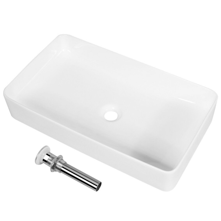 24 x 14 Inch Rectangle Bathroom Vessel Sink with Pop-up DrainCostway Gallery View 8 of 10