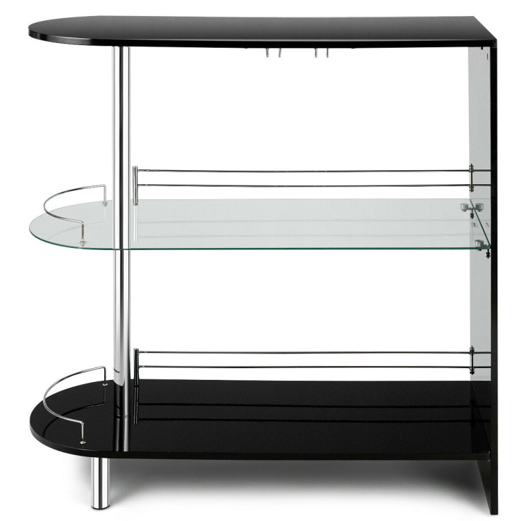 2-holder Bar Table with Tempered Glass ShelfCostway Gallery View 9 of 10