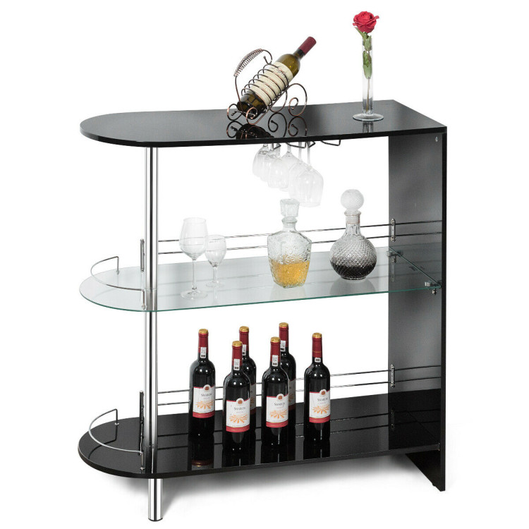 2-holder Bar Table with Tempered Glass ShelfCostway Gallery View 7 of 10