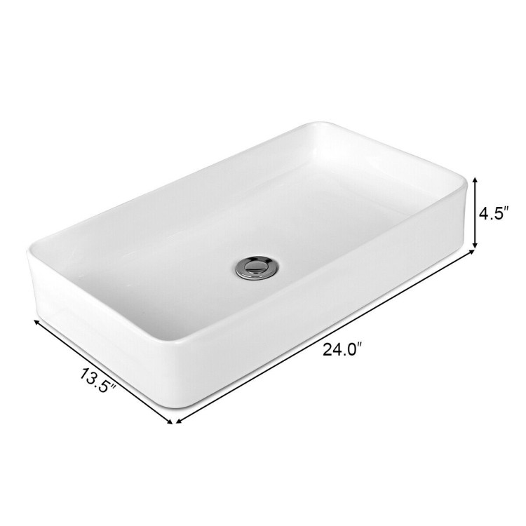 24 x 14 Inch Rectangle Bathroom Vessel Sink with Pop-up DrainCostway Gallery View 5 of 10