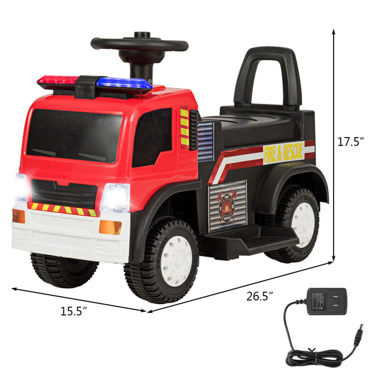 Kids 6V Battery Powered Electric Ride On Fire TruckCostway Gallery View 6 of 9