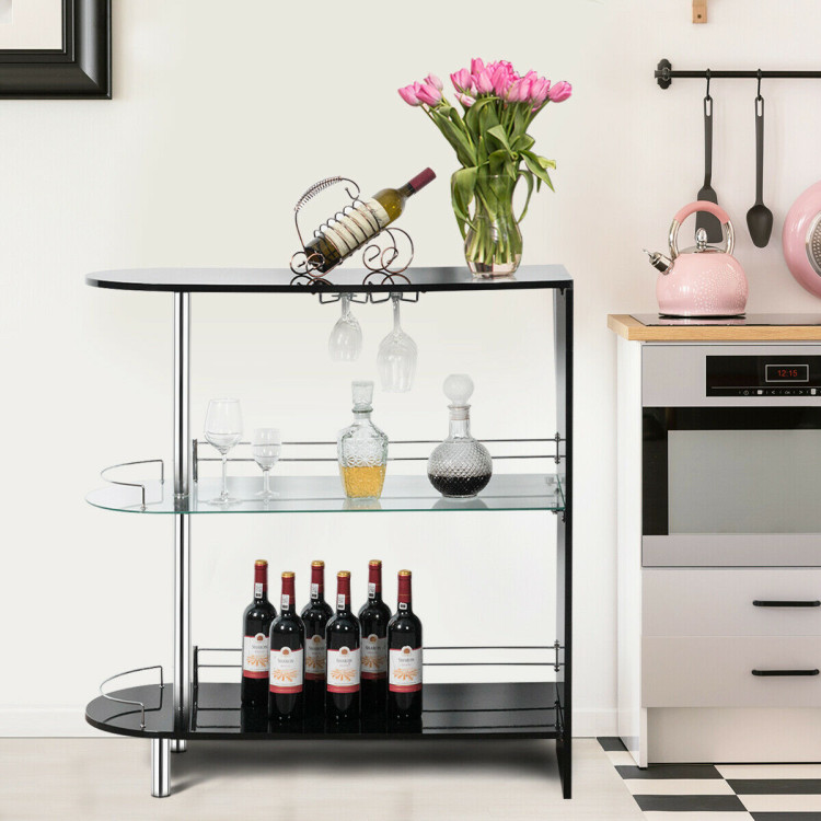 2-holder Bar Table with Tempered Glass ShelfCostway Gallery View 1 of 10