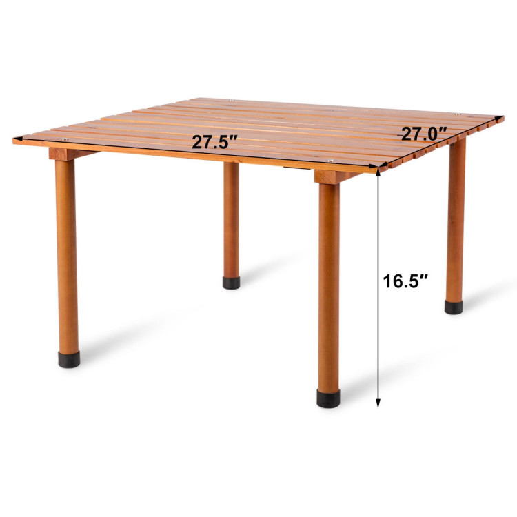 Folding Wooden Camping Roll Up Table with Carrying Bag for Picnics and Beach Costway Gallery View 4 of 12