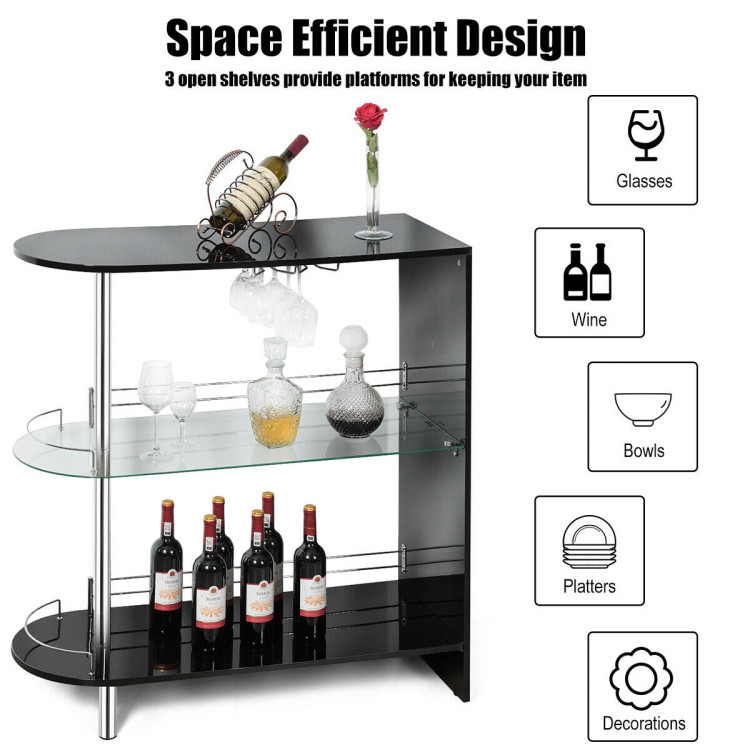 2-holder Bar Table with Tempered Glass ShelfCostway Gallery View 2 of 10