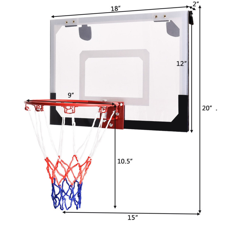 Over-The-Door Mini Basketball Hoop Includes Basketball & Hand PumpCostway Gallery View 4 of 10