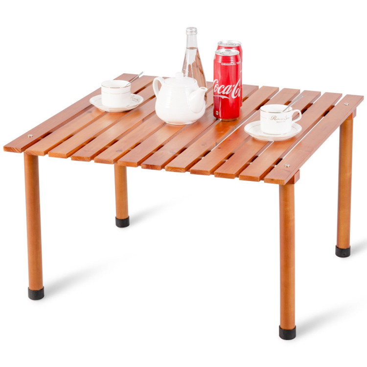 Folding Wooden Camping Roll Up Table with Carrying Bag for Picnics and Beach Costway Gallery View 3 of 12