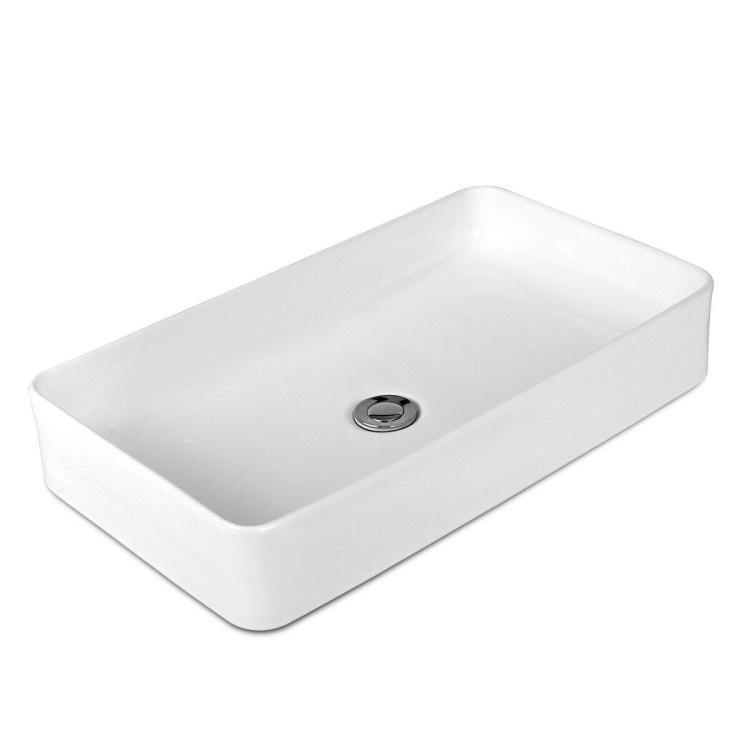 24 x 14 Inch Rectangle Bathroom Vessel Sink with Pop-up DrainCostway Gallery View 1 of 10