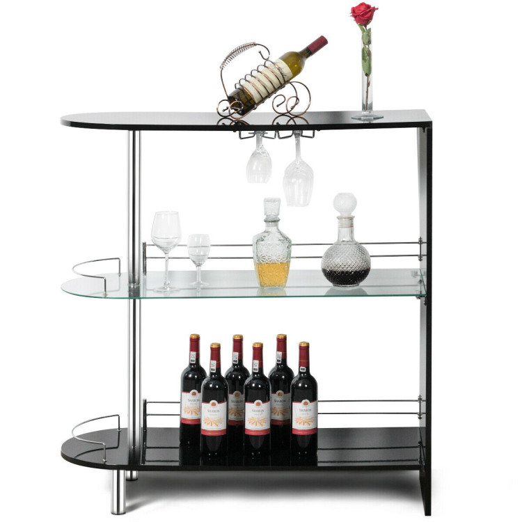 2-holder Bar Table with Tempered Glass ShelfCostway Gallery View 8 of 10