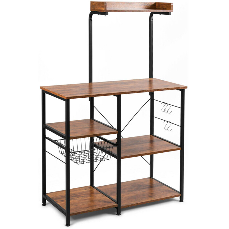 4 Tier Vintage Kitchen Baker's Rack Utility Microwave Stand-CoffeeCostway Gallery View 1 of 12