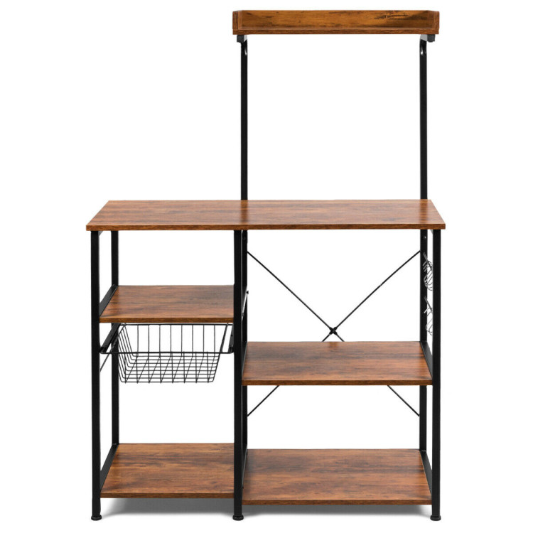 4 Tier Vintage Kitchen Baker's Rack Utility Microwave Stand-CoffeeCostway Gallery View 6 of 12