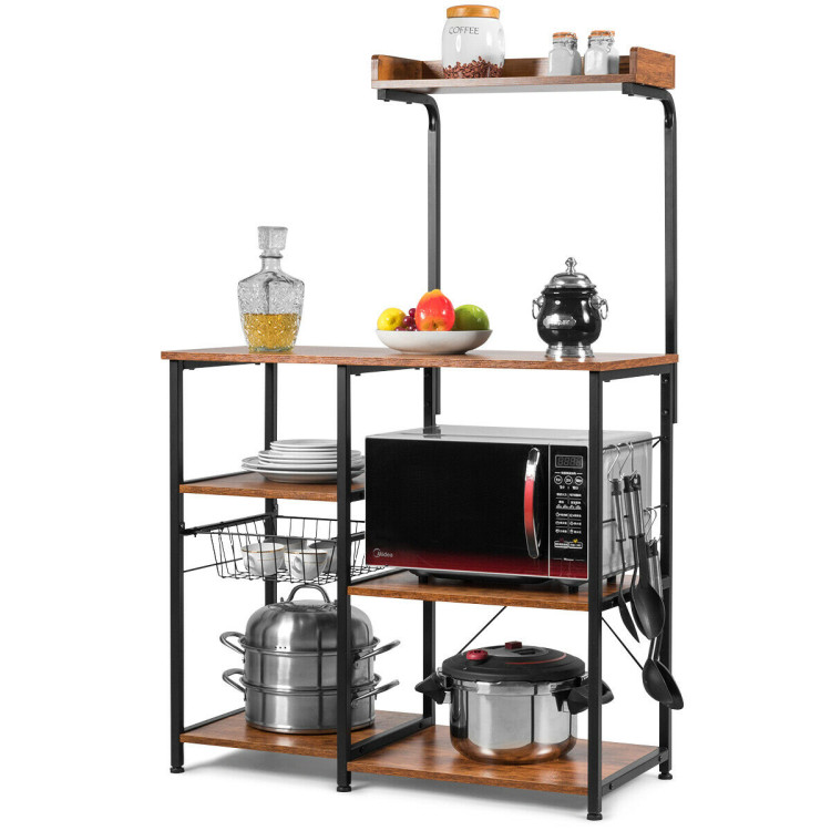 4 Tier Vintage Kitchen Baker's Rack Utility Microwave Stand-CoffeeCostway Gallery View 5 of 12