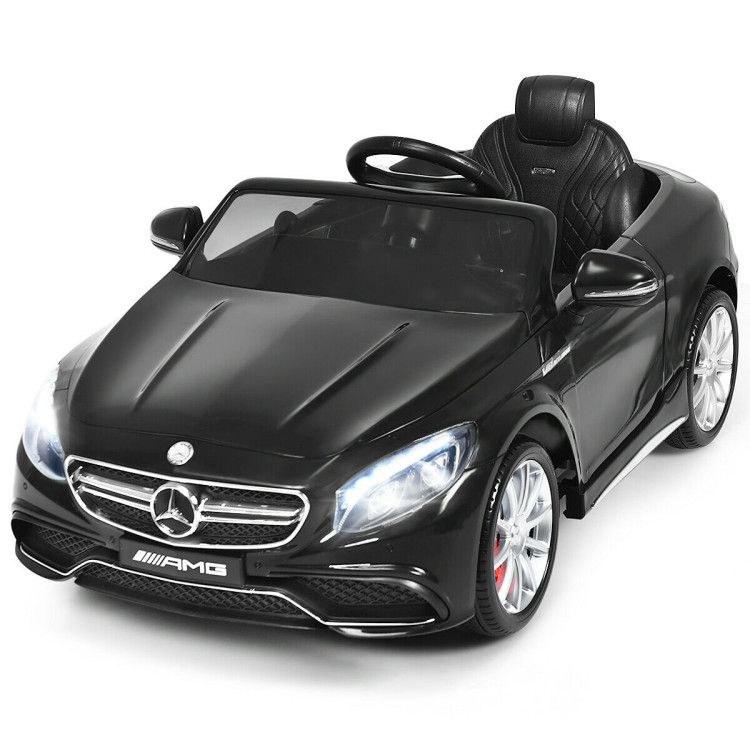 12 V Mercedes-Benz S63 Licensed Kids Ride On Car-BlackCostway Gallery View 3 of 12