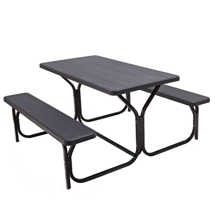 Picnic Table Bench Set for Outdoor Camping -BlackCostway Gallery View 1 of 12