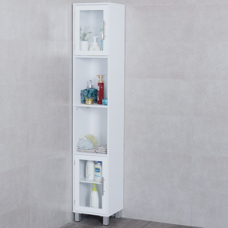 71 Inch Height Wooden Organizer Bathroom Tall Tower Storage Cabinet UnitCostway Gallery View 3 of 12