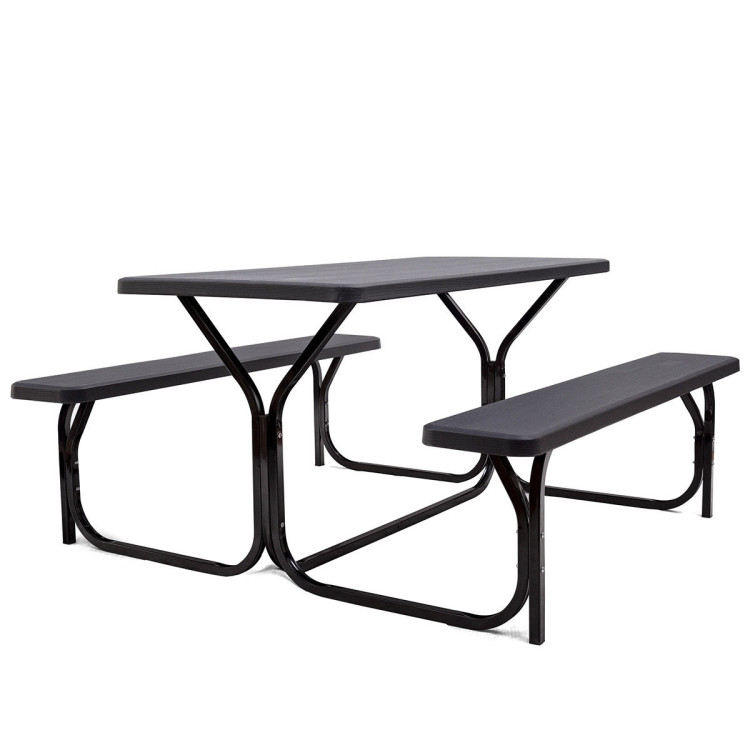 Picnic Table Bench Set for Outdoor Camping -BlackCostway Gallery View 9 of 12