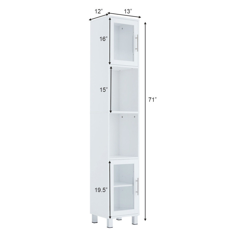71 Inch Height Wooden Organizer Bathroom Tall Tower Storage Cabinet UnitCostway Gallery View 4 of 12