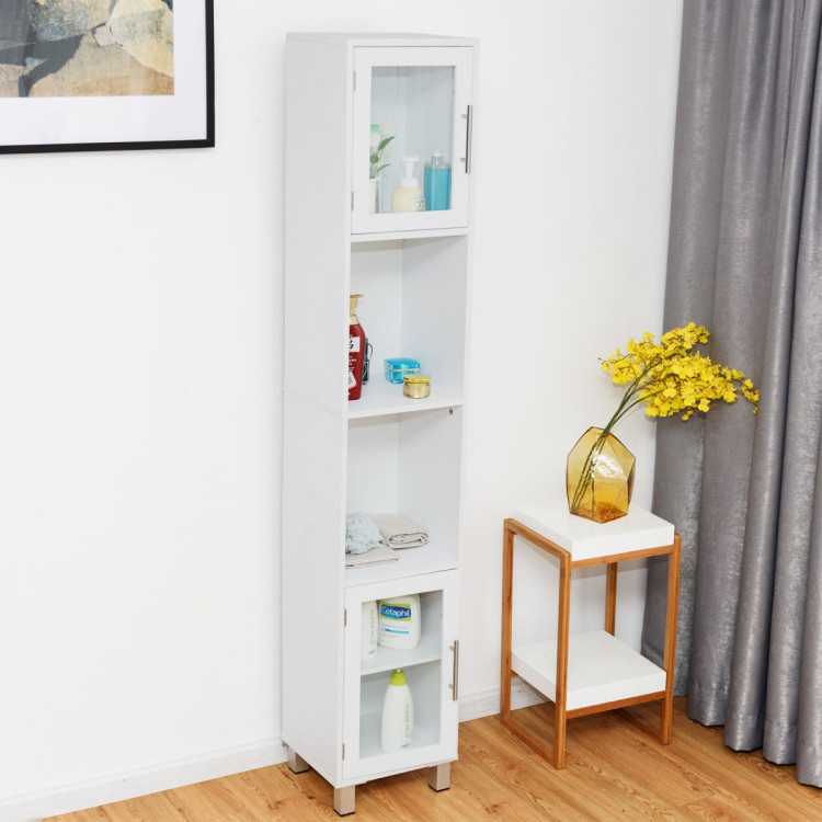 71 Inch Height Wooden Organizer Bathroom Tall Tower Storage Cabinet UnitCostway Gallery View 7 of 12