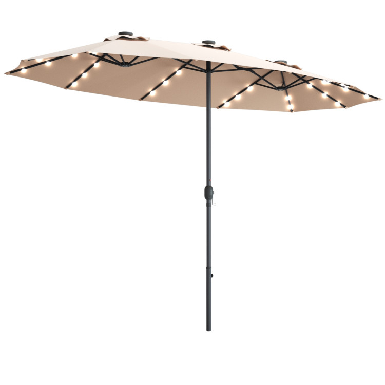 15 Ft Patio Led Crank Solar Powered 36, 15 Ft Patio Umbrella With Solar Lights And Base