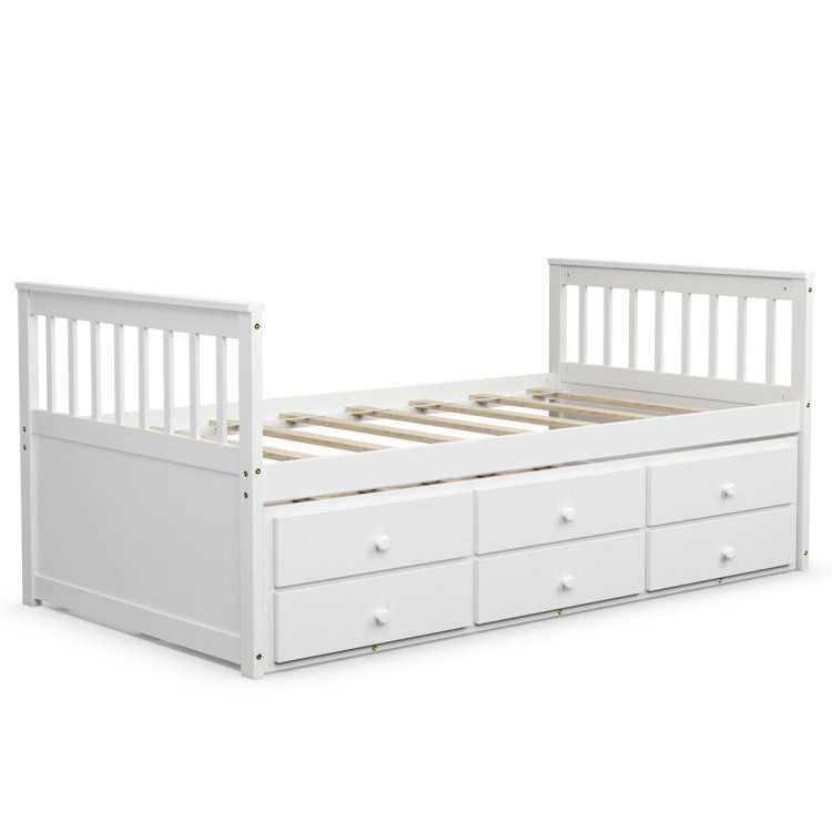 Trundle Bed With 3 Storage Drawers, Captain Style Bunk Beds