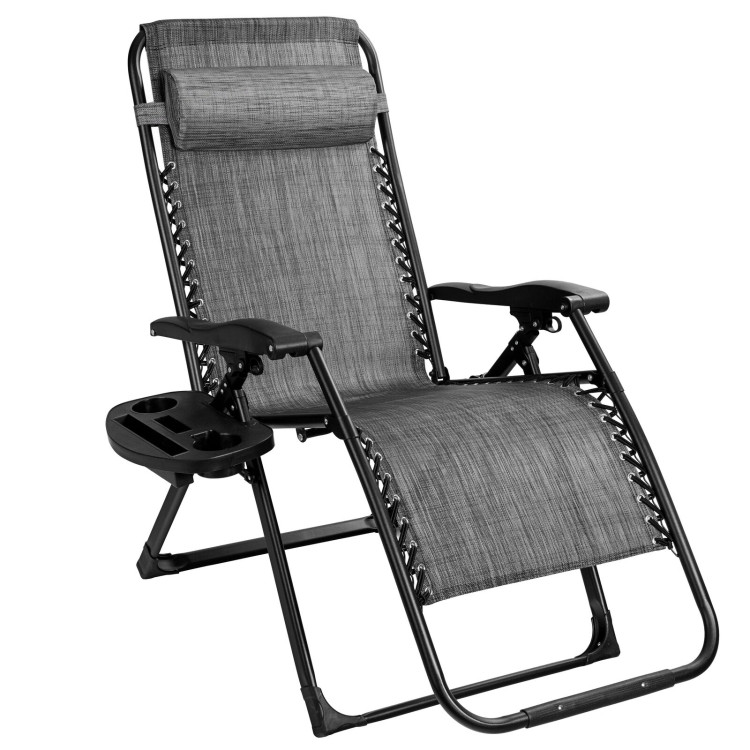 LXF Oversized Folding Lounge Chair with Removable Pillow Lawn Patio Reclining Chairs Heavy Duty Adjustable Black 