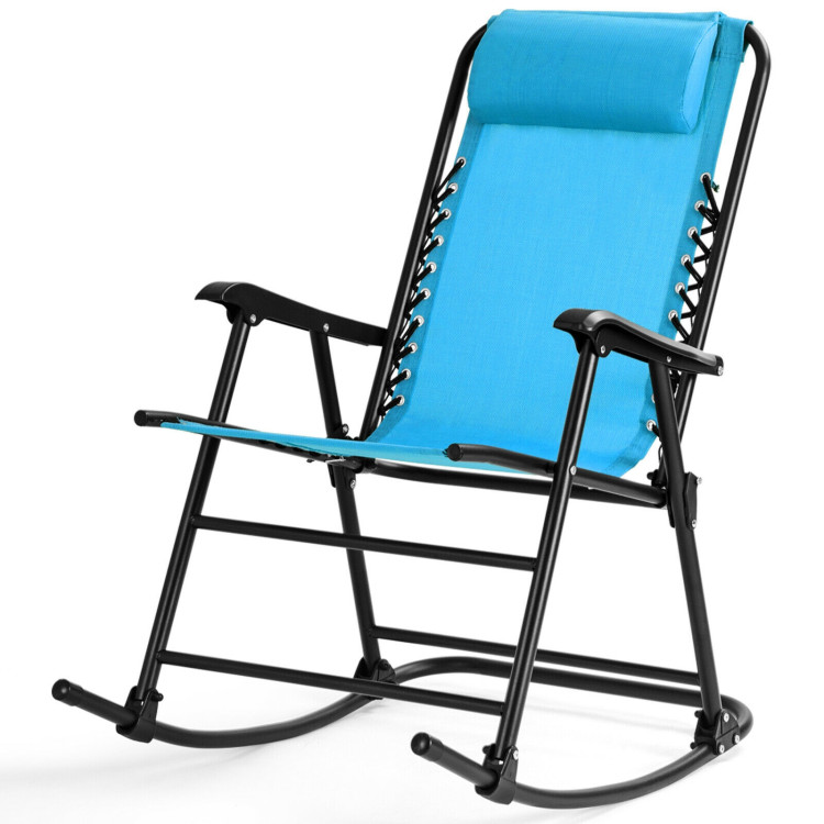 DORTALA Folding Zero Gravity Rocking Chair Outdoor Patio Headrest Grey