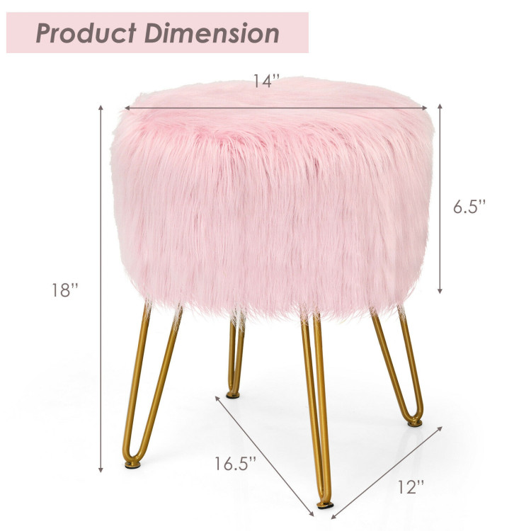 Details about   Costway Faux Fur Vanity Chair Makeup Stool Furry Padded Seat Round Ottoman White 